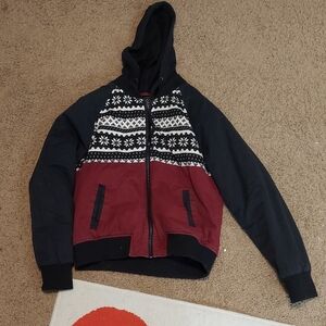 Black and Red Hooded Coat